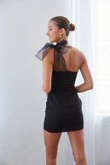 Lucca One Shoulder Organza Bodycon Mini Dress