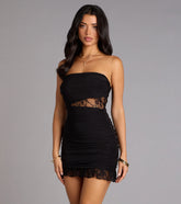 Sultry Touch Strapless Lace Trim Mini Dress