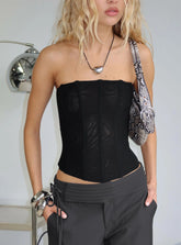 Oscuro Longline Mesh Corset Top Black