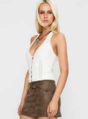 Vayda Halter Top White