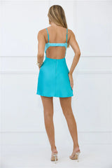 Soft Dream Satin Mini Dress Blue