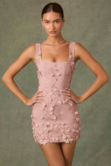 Embellished Corset Mini Dress in Dusty Rose