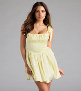 Elida Lace-Up Skater Satin Short Dress