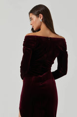 Sirica Velvet Off Shoulder Dress