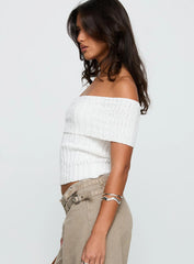 Murmur Off Shoulder Top White