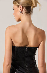Keyana Strapless Faux Leather Dress