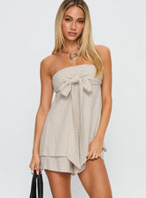 Jetsetter Strapless Playsuit Beige Stripe
