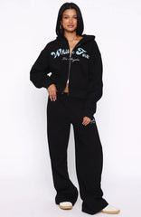 Through Thick And Thin Wide Leg Sweatpants Black