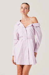 Aveni Off Shoulder Mini Shirt Dress