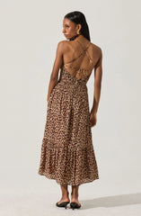 Eleni Leopard Print Midi Dress