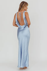 Moon Glow Cowl Neck Maxi Dress Blue