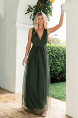 Kamila Tulle Maxi Dress | Juniper Green