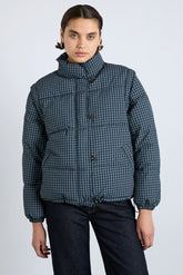 pre-order pearl check puffer - navy gingham