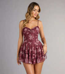 Sweet Like Honey Floral Lace Skater Mini Dress