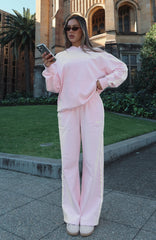 Star Student Wide Leg Sweatpants Pink