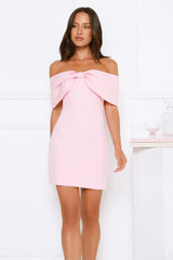 Exquisite Ease Off Shoulder Mini Dress Pink