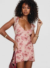Trigg Mini Dress Pink Floral