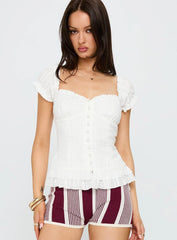 Suiter Frill Detail Top White