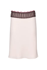 Ruched Chiffon Lace Midi Skirt