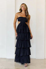 Luxe Mode Strapless Maxi Dress Black