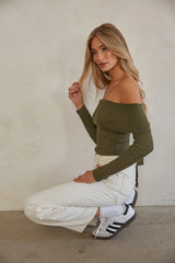 Kara Off the Shoulder Bow Back Sweater