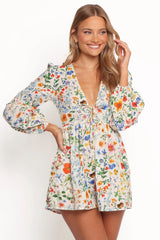 Irisa Long Sleeve Romper - Garden Floral