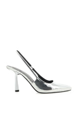 Belinda Pointed Pump in Silver Chrome