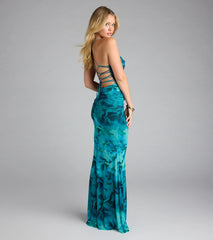 Jayleen Lace-Up Mermaid Floral Formal Dress