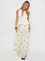 Cinnamon Embroidered Maxi Skirt Cream / Navy