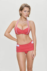 Fin Underwire Halter Bikini Set - Red Polka Dot