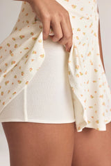 Modal Button-Detail A-Line Mini Dress in Floral Print