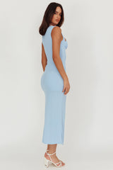 Daleela Asymmetric Neckline Maxi Dress Blue