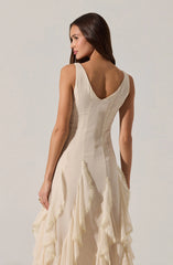 Philomene V-Neck Ruffle Trim Dress