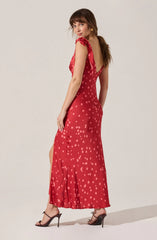 Allexina Satin Cowl Neck Midi Dress