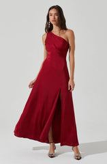 Atoila One Shoulder Satin Maxi Dress