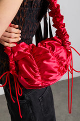 ruched satin bag - red