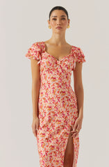 Maisy Floral Flutter Sleeve Midi Dress