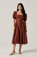 Keairra Puff Sleeve Midi Dress