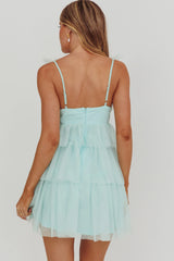 Sorbet Sky Tiered Tulle Mini Dress Mint