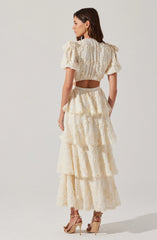 Arianell Embroidered Floral Tiered Dress