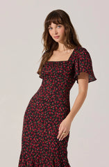 Sara Floral Lace Trim Dress