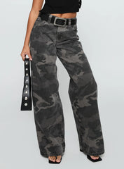 Big Talk Baggy Jeans Grey Washed Camo