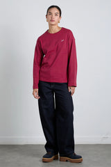 red and navy stripe long sleeve top