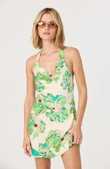 Satin Cowl Neck Halter Dress