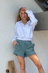 Oceanside Half Zip Sweatshirt in Cloud Grey
