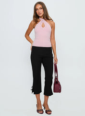 Glorious Studded Twist Neck Top Pink