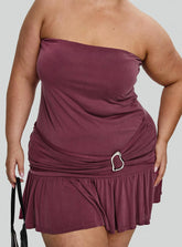 Love Lingers Strapless Mini Dress Burgundy Curve