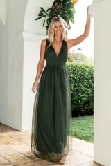 Kamila Tulle Maxi Dress | Juniper Green