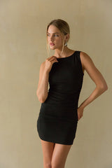 Tara Boatneck Ruched Bodycon Mini Dress