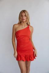 Athena Ruched One Shoulder Mini Dress